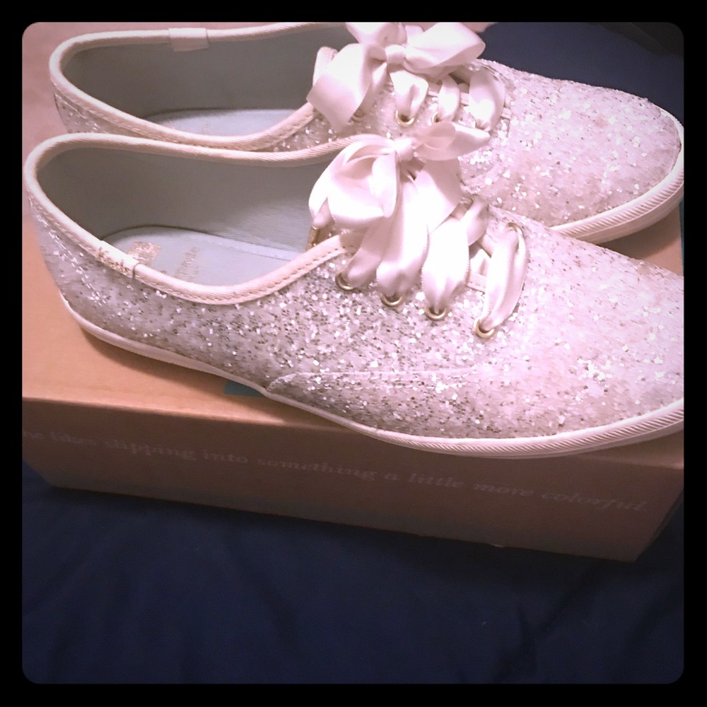 White Glitter Kate Spade Keds size 7.5